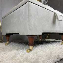 Light Grey Chesterfield Velvet Ottoman Bench, Handmade Storage Box - thumbnail 4