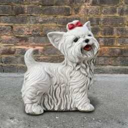 Outdoor Yorkshire Terrier Statue Concrete Dog Sculpture Cement Decoration Yorkie Lover Gift Handmade Yard Art - thumbnail 1