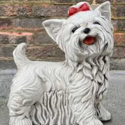 Outdoor Yorkshire Terrier Statue Concrete Dog Sculpture Cement Decoration Yorkie Lover Gift Handmade Yard Art - thumbnail 2