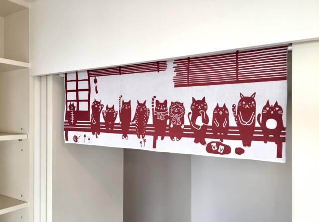 Japanese Cat Noren Curtains, Maneki Neko Tapestry, Order Made Cats Curtain, Doorway Noren, Window Japan Wall Fabric Panel - image 1