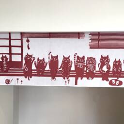 Japanese Cat Noren Curtains, Maneki Neko Tapestry, Order Made Cats Curtain, Doorway Noren, Window Japan Wall Fabric Panel - thumbnail 3