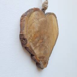 Large Wooden Natural Mango Wood Hanging Heart With Bark Edging - Decoration Wall Decor Rustic - thumbnail 3