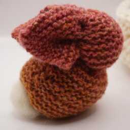 Waldorf Stuffed Toy Animal Gift - Steiner Knitted Bunny Family Wool Stocking Stuffer - thumbnail 2