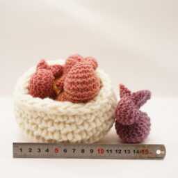 Waldorf Stuffed Toy Animal Gift - Steiner Knitted Bunny Family Wool Stocking Stuffer - thumbnail 3