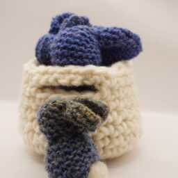 Waldorf Stuffed Toy Animal Gift - Steiner Knitted Bunny Family Wool Stocking Stuffer - thumbnail 4