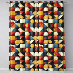 Abstract Bold Geometric Shapes Mid Century Modern Seamless Pattern Readymade Eyelet Ring Top Thermal 100% Blackout Curtains - thumbnail 2
