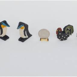Hand Carved Wooden Noah's Ark Animals White Swans, Penguins, Chickens & Doves - thumbnail 2