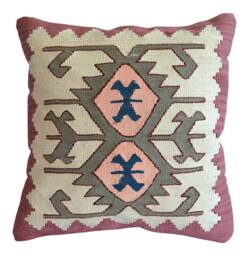 "Silk Kilim Cushion Cover - New Turkish Pillow Sham Rug Organic Case Burlap Throw 16""x16"