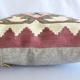"Silk Kilim Cushion Cover - New Turkish Pillow Sham Rug Organic Case Burlap Throw 16""x16" - thumbnail 2