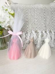 Wedding Candle - Dress Gift Wrapped Organza Favours Decorative Candles Handmade Gifts For Her Ideas Modern - thumbnail 1
