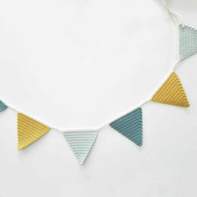 Bunting Garland, Nursery Bunting, Scandi Decor, Newborn Room Baby Boy Crochet Playroom Wall Decor - image 1