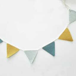 Bunting Garland, Nursery Bunting, Scandi Decor, Newborn Room Baby Boy Crochet Playroom Wall Decor - thumbnail 1