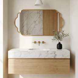 Gold Scalloped Mirror - Modern Brass Vanity Mirror, Custom Bathroom Mirrors - thumbnail 3