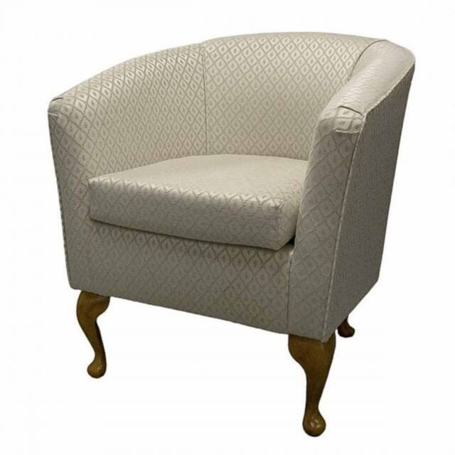 Beige Trellis Handmade Tub Chair - Luxury Accent Woburn Fabric British Bespoke Made - image 1