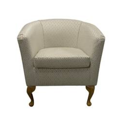 Beige Trellis Handmade Tub Chair - Luxury Accent Woburn Fabric British Bespoke Made - thumbnail 2