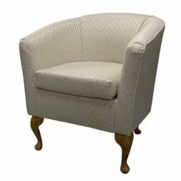 Beige Trellis Handmade Tub Chair - Luxury Accent Woburn Fabric British Bespoke Made