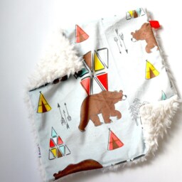 Dream Lovie. Security Blanket. Personalized Lovey. Faux Fur Aztec Bears. Mini Baby Minky Shower Gift - thumbnail 3