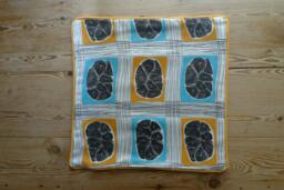 Mid Century Modern Cushion Cover, French Bread, Brioche, Hand Printed Cotton Sateen Fabric. Retro Chic, Mint Vintage Fabric - thumbnail 1