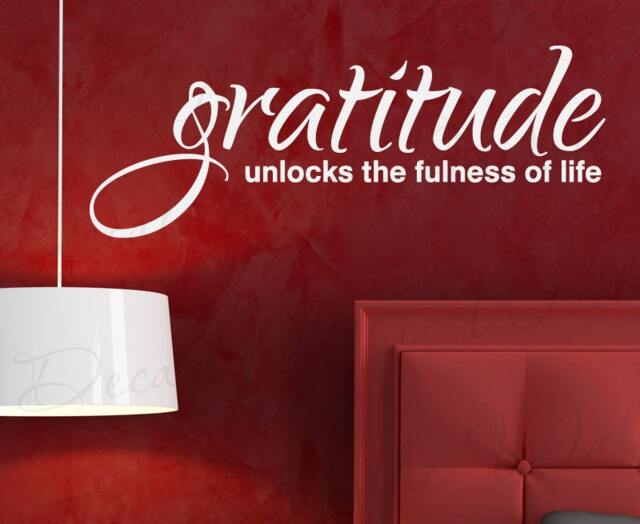 Gratitude Unlocks Fullness Life Inspirational Motivational Quote Lettering Decor Saying Sticker Art Adhesive Vinyl Wall Decal Decoration J44 - image 1