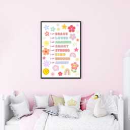 Girls Personalised Affirmation Print Quote Motivational Bedroom Decor Positive Wall Art I Am - thumbnail 2