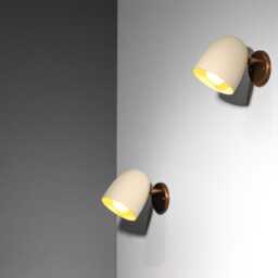 Mid Century Italian Brass Wall Sconce - Modern Ivory Light Fixture - thumbnail 3