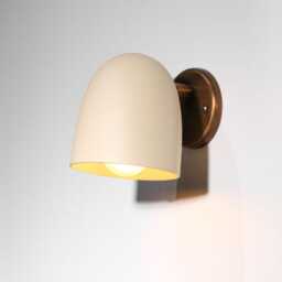 Mid Century Italian Brass Wall Sconce - Modern Ivory Light Fixture - thumbnail 2