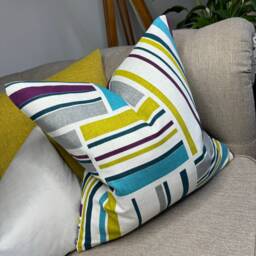 Modern Cushion Cover, Geometric Design Pillow Multicoloured - Iliv Azari Fabric, Teal Green Plum Double Sided Sofa Cover