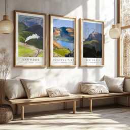 Set Of 3 Mountain Peak Art Prints - Snowdon, Scafell Pike & Ben Nevis. Hiking, Rambling, Hill Walking Gift. Peaks Challenge Travel Poster - thumbnail 2