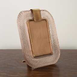 Picture Frame Light Pink Gold Murano Glass Patina Brass, Handmade in Venice, Italy - thumbnail 2