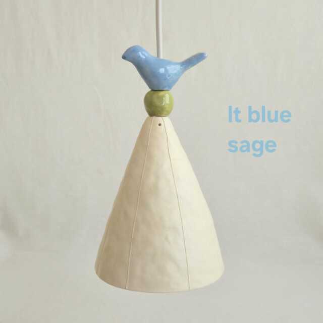 Small Pendant Light W/Whimsical Bird. White Or Colorful Ceramic - image 1