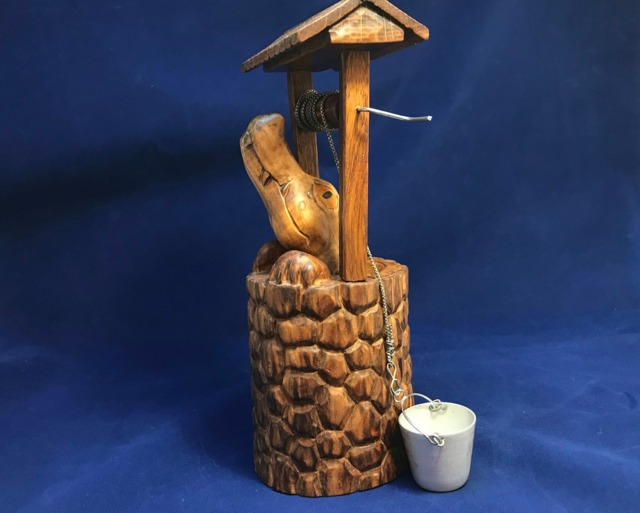 "Unique Hand Carved Wooden Figurine ""Crocodile Tears" - image 1