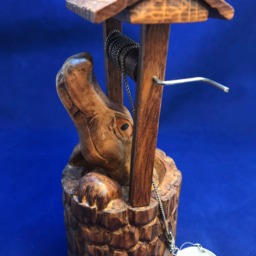 "Unique Hand Carved Wooden Figurine ""Crocodile Tears" - thumbnail 2