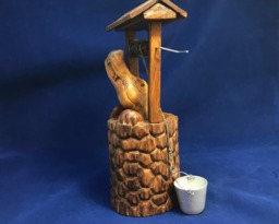 "Unique Hand Carved Wooden Figurine ""Crocodile Tears" - thumbnail 1