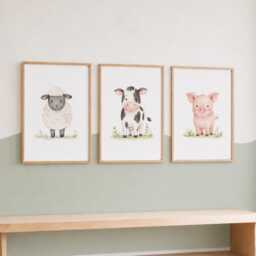 Farmyard Nursery Print Set Of 3 - Farm Animal Room Decor, Kids Bedroom Wall Art - thumbnail 2