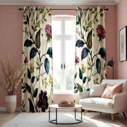 Floral Print Curtains, Botanical Flower Window Treatments, Spring Theme Drapes, Custom Length Curtain Panels, Made To Order Curtains - thumbnail 2