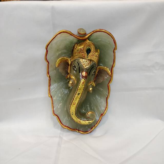 Green Jade Stone Ganesha, Religious Gemstone Aventurine Leaf Ganesha On Statue, Spiritual Gem Figurines - image 1