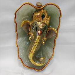 Green Jade Stone Ganesha, Religious Gemstone Aventurine Leaf Ganesha On Statue, Spiritual Gem Figurines - thumbnail 2
