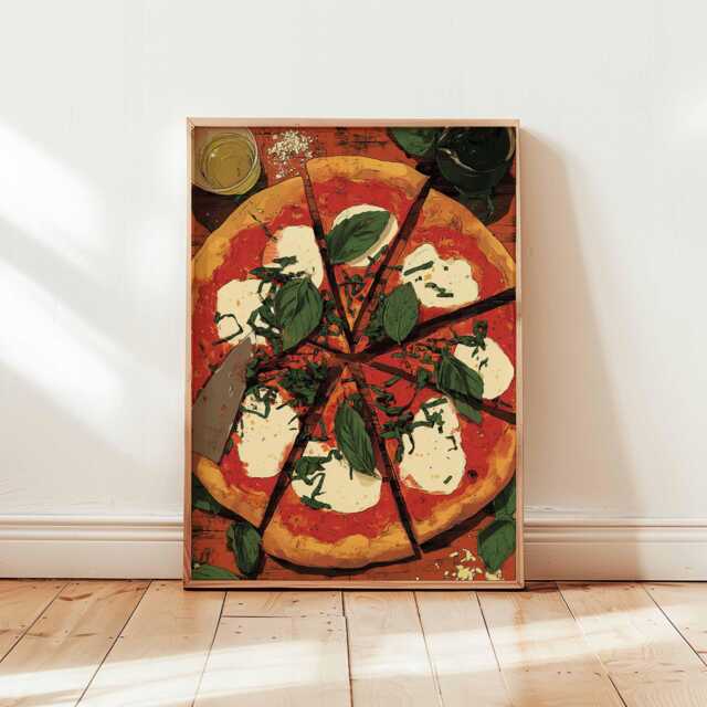 Pizza Poster, Italian Food Print, Kitchen Wall Art, Slice Decor, Italy Foodie Gift Print - image 1