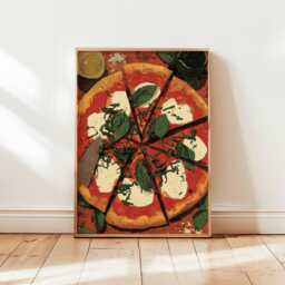 Pizza Poster, Italian Food Print, Kitchen Wall Art, Slice Decor, Italy Foodie Gift Print - thumbnail 1