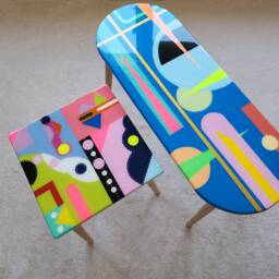 Abstract Resin Side Tables Colorful Modern Art, Set Of 2 - thumbnail 4