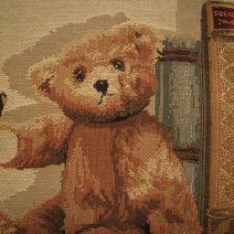 1 Teddy Bear Bookshelf Oblong Woven Tapestry Cushion Pillow Cover - thumbnail 2