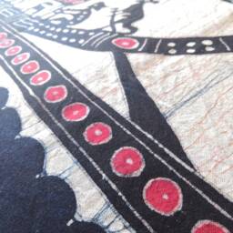 Vintage Indigo Batik Wall Hanging, Dragon Boat Tapestry, Abstract Painting - thumbnail 4
