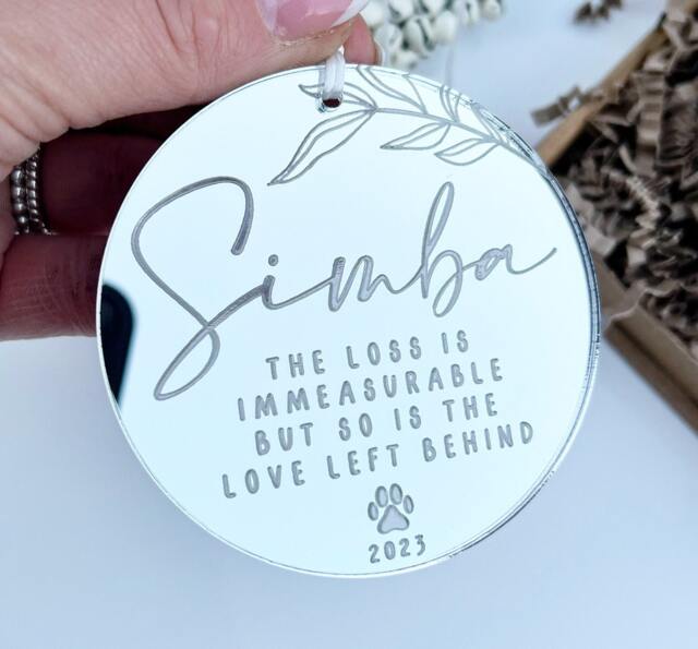Personalised Mirrored Pet Sympathy, Pet Memorial Gift Keepsake, Memorial Gift, Cat Loss Pet, Dog - image 1