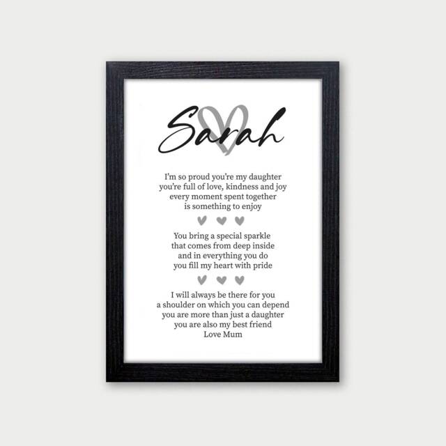 Personalised Daughter Gift From Mum, Print, Poem, Mother & Daughter, Dad, Birthday, A5 A4 Print - image 1