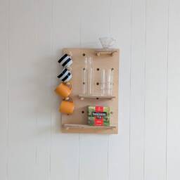 Wooden Pegboard Display - Kitchen Organiser Wall Plant Stand Untreated Birch Plywood Bedroom Shelf Dorm Room Decor - thumbnail 3