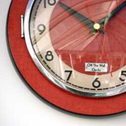 Retro Red Wall Clock - 20cm New Handmade Formica Style Mid Century Vintage French Gift Off The Clocks - thumbnail 4