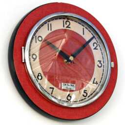 Retro Red Wall Clock - 20cm New Handmade Formica Style Mid Century Vintage French Gift Off The Clocks - thumbnail 2