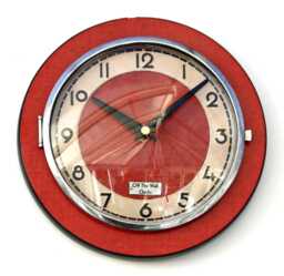Retro Red Wall Clock - 20cm New Handmade Formica Style Mid Century Vintage French Gift Off The Clocks