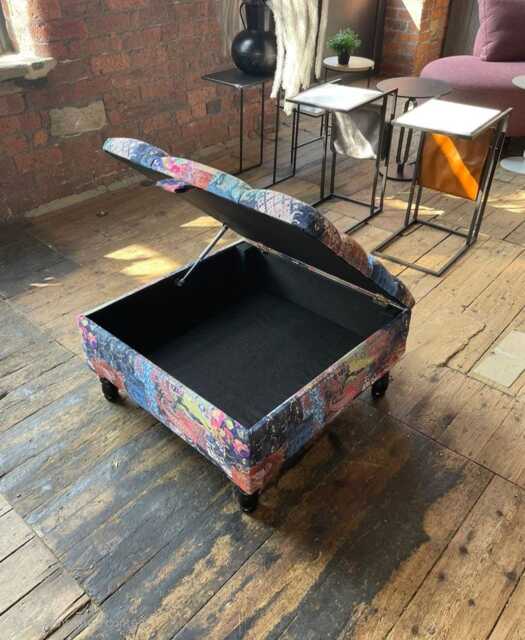 Patchwork Demask Coffee Table Storage Ottoman Bench Seat - image 1