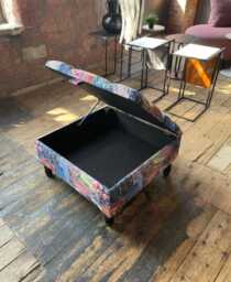 Patchwork Demask Coffee Table Storage Ottoman Bench Seat - thumbnail 1